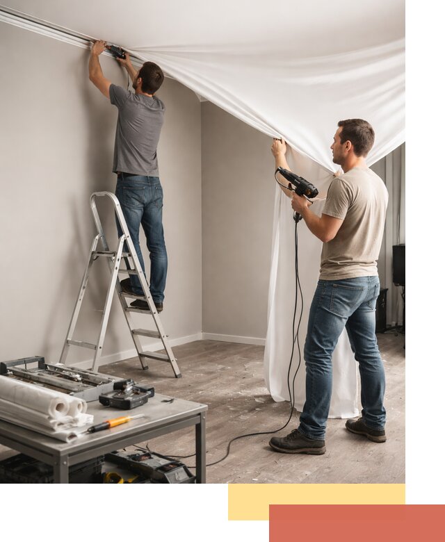 Монтаж натяжного потолка в студии в Апатитах