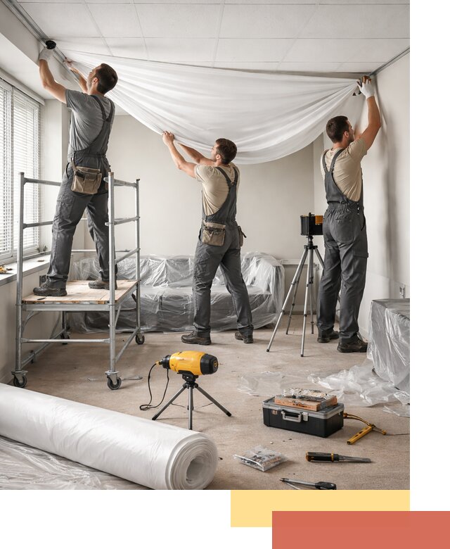 Монтаж натяжного потолка в офисе в Апатитах