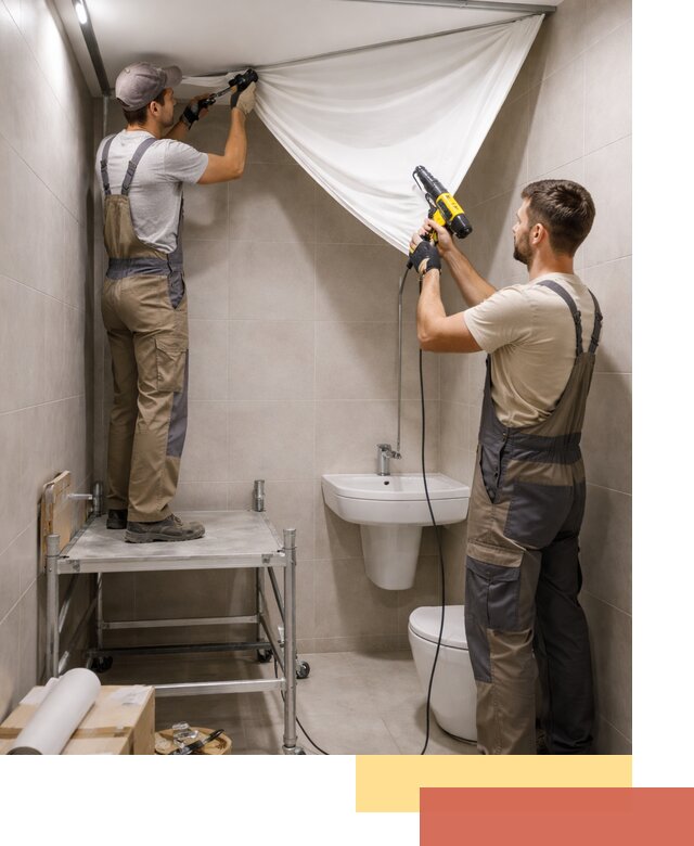 Монтаж натяжного потолка в санузле в Апатитах