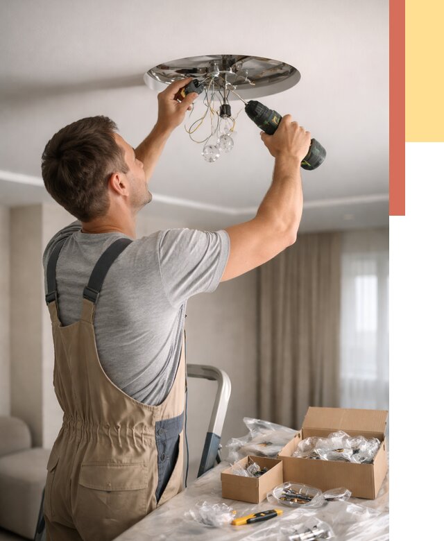 Установка люстры в натяжной потолок в Апатитах от 1245 руб. | Быстро и недорого — ОТДЕЛОЧНИК-Птт