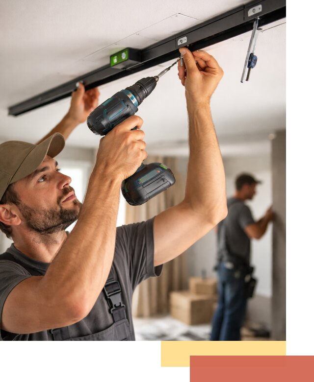 Установка трековых светильников в натяжной потолок в Апатитах