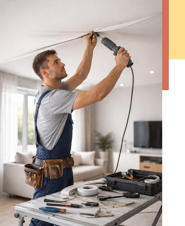 Ремонт натяжных потолков в Апатитах от 9853 руб. под ключ — ОТДЕЛОЧНИК-Птт