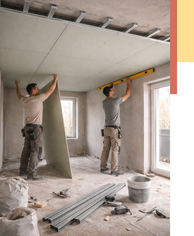 Одноуровневый потолок из гипсокартона в Апатитах от 778 руб. — монтаж под ключ | ОТДЕЛОЧНИК-Птт