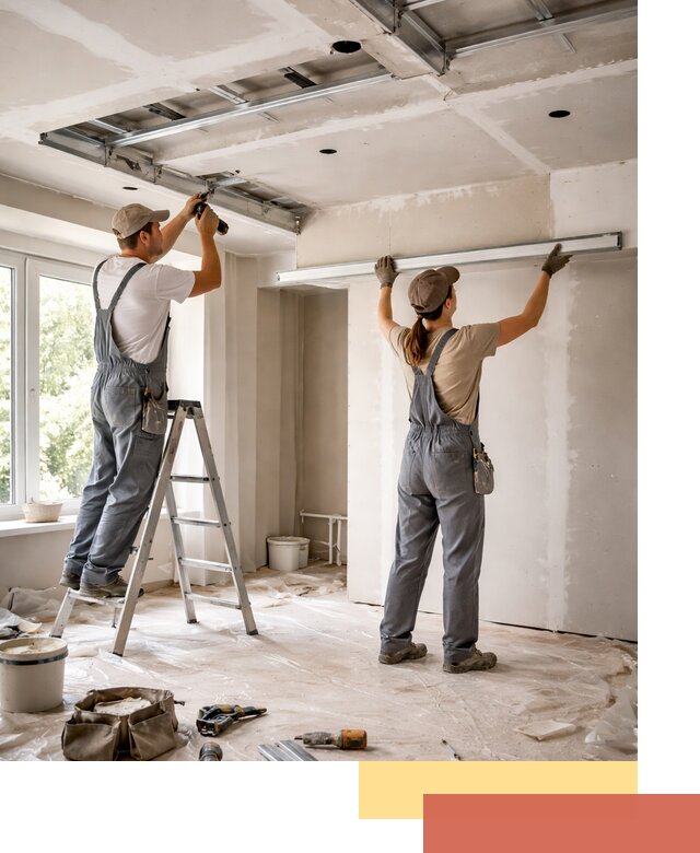 Монтаж многоуровневого потолка из гипсокартона в Апатитах