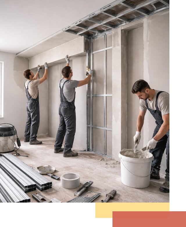 Монтаж потолка из гипсокартона с нишей в Апатитах