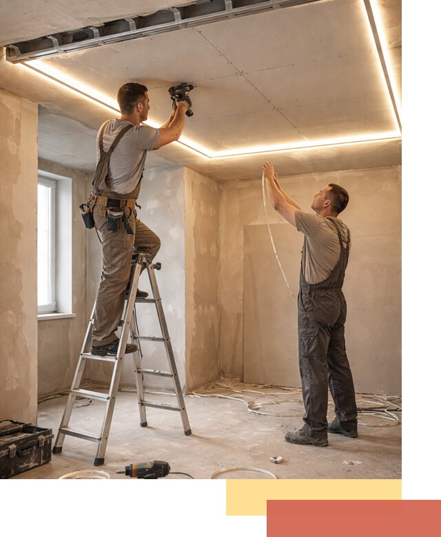 Потолок из гипсокартона с подсветкой в Апатитах