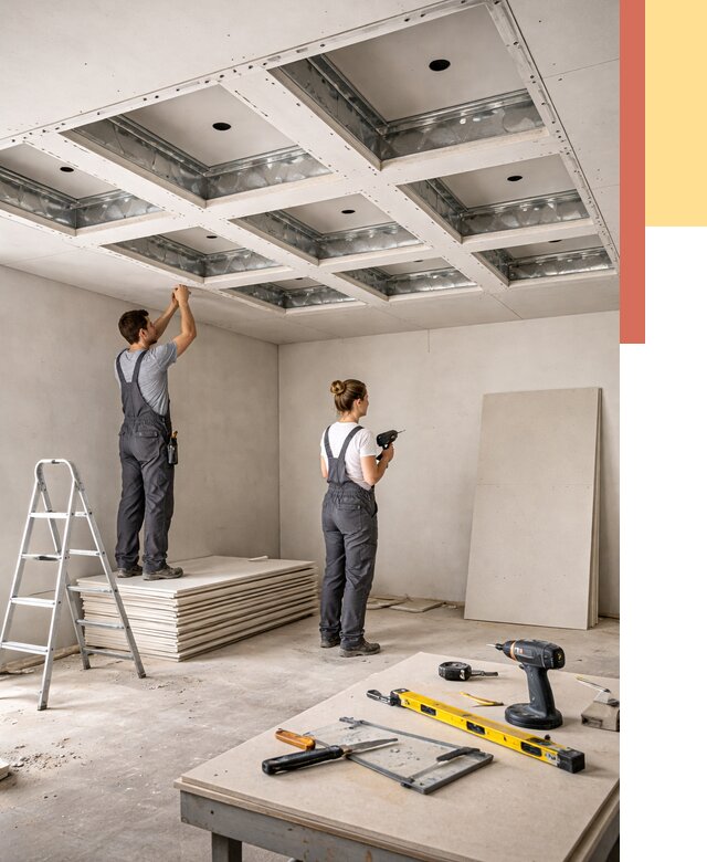 Кессонный потолок из гипсокартона в Апатитах от 1919 руб. — монтаж и под ключ | ОТДЕЛОЧНИК-Птт