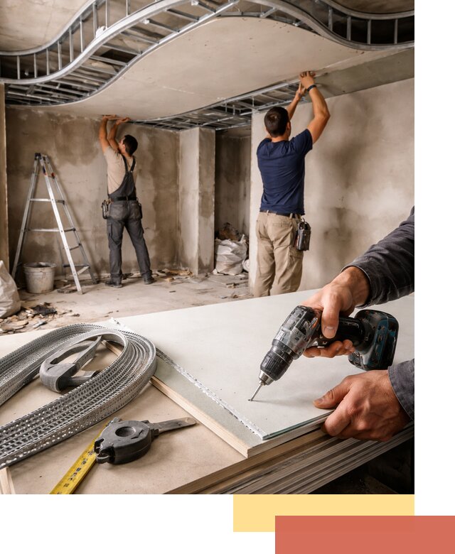 Криволинейный потолок из гипсокартона в Апатитах — монтаж и отделка