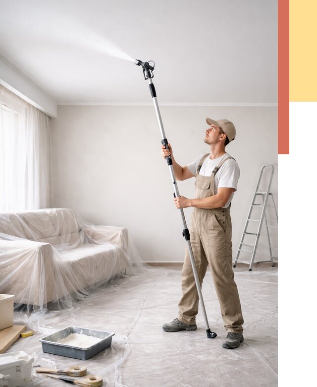 Покраска потолка краскопультом в Апатитах от 4667 руб. быстро и недорого | ОТДЕЛОЧНИК-Птт