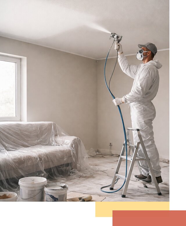 Покраска потолка краскопультом в Апатитах быстро и качественно