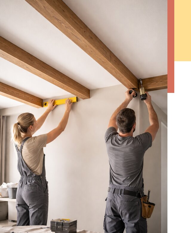 Монтаж декоративных балок на потолок в Апатитах от 4356 руб. — ОТДЕЛОЧНИК-Птт